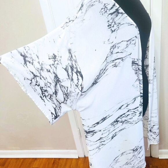 Women's Cardigan, Kimono, Marbled Print - Picture 5 of 12